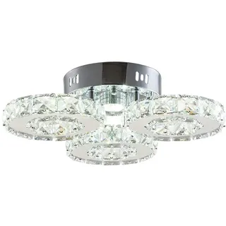 Moderner Kristall Kronleuchter 3 Ringe LED Großer Kristall Kronleuchter Zeitgenössische Edelstahl Leuchten Esszimmer Wohnzimmer Pendelleuchten (Kühles Weiß