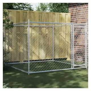 vidaXL Hundezwinger mit Tür 2 x 2 x 1,5 m Stahl Grau