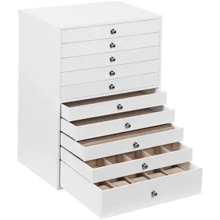 Songmics Schmuckkasten 10 Schubladen, Weiß