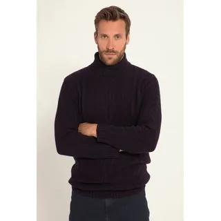 JP1880 Rundhalspullover Rollkragenpullover Wollmix vorne Zopfmuster lila|schwarz 3XL