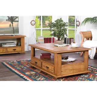 1a Direktimport Couchtisch mit Schubladen Braun Pinie 110 x 48 cm