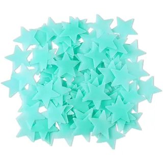Poejetag Dreidimensionale 3D Wandaufkleber Dekoration voller Sterne fluoreszierende Sterne Aufkleber leuchtende Sterne Aufkleber für Zuhause Wandaufkleber Kunstdekoration 100 Stück Blau