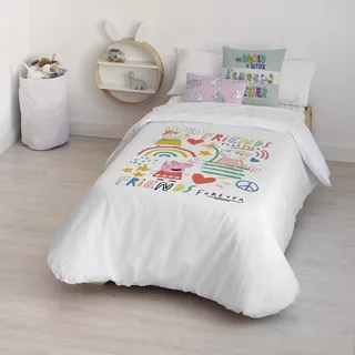 BELUM | Bettbezug Peppa Pig | Bettbezug Modell Together | Bettbezug mit Knöpfen | Bettbezug 100% Baumwolle | Bettbezug (80 cm Bett (140 x 200 cm))