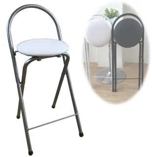 Tragbarer Faltbarer Barhocker, 60cm Thekenstuhl mit Rückenlehne, Zusammenklappbarer Runder Hocker für Kücheninsel/Frühstück/Camping (Size : B)