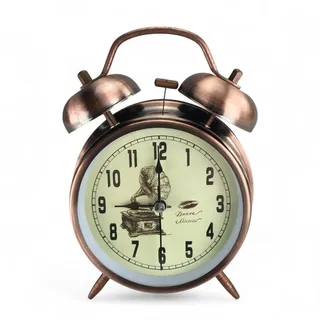 GMMH Retro Analog Wecker, Ohne Ticken, Tischuhr Nachttischuhr Doppelglockenwecker (14-7) Vintage Retro Nostalgie aus Metall, Antik Standuhr Schreibtischuhr Uhr Tischwecker mit Alarm, Weckuhr
