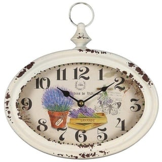Linoows Uhr Wanduhr Lavendel im französischem Landhausstil 28 cm bunt|weiß