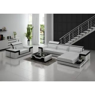 Ecksofa Set Couch Polster Eck Garnitur + Sessel L Form Leder Neu Wohnlandschaft