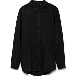 VERO MODA Damen Hemd Basic Rundhals Bluse Locker geschnitten Oberteil - XS