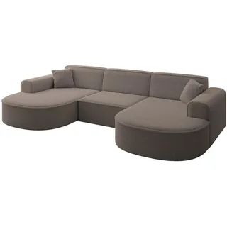 altdecor Eckcouch Samt U-Form 3-Sitzer Braun