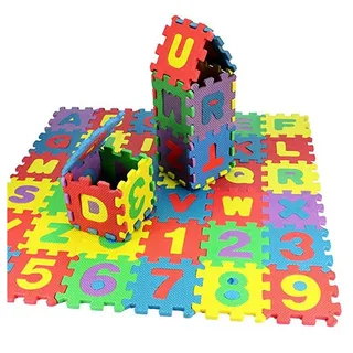 CLTYQ Puzzlematte Kinder Puzzlematten 36-teilig, Buchstaben & Zahlen, 12 x 12 x 1cm, Spielteppich Krabbelmatte Kinderteppich Puzzle Lernteppich bunt