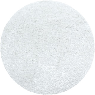 Hochflor-Teppich AYYILDIZ TEPPICHE "BRILLIANT 4200" Teppiche Gr. Ø 160 cm, 50 mm, 1 St., weiß (snow) Esszimmerteppiche Wohnzimmer