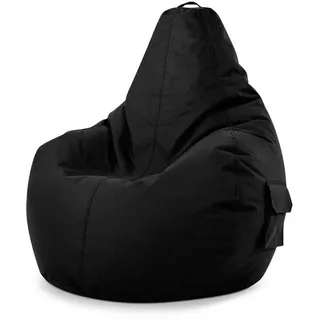 Green Bean Sitzsack mit Rückenlehne "Cozy" 80x70x90cm - Gaming Chair mit 230L Füllung - Bean Bag Lounge Chair Sitzhocker Relax-Sessel Gamer Gamingstuhl Schwarz