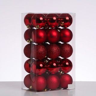 Christbaumkugel Weihnachtskugel bruchfest glänzend matt glitzernd rot 30er Set