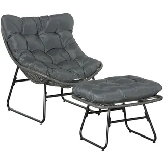 Outsunny Rattan Relaxsessel Gartensessel 69 x 76 x 70 cm grau