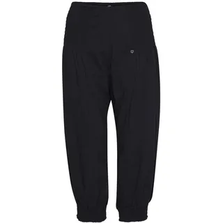 PULZ JEANS PZJILL Damen Hose Stoffhose Haremshose Pumphose Pluderhose mit elastischem Bund Capri Länge 100% Baumwolle Regular Fit, Größe:M, Farbe:Black Beauty (193911) - M