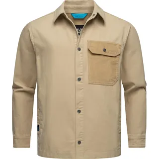 Outdoorhemd RAGWEAR "Garwend", Herren, Gr. S (48), Normalgrößen, beige (sand), Material: 100% Baumwolle, gerade Po-bedeckend, hoch geschlossener Ausschnitt, Krempelärmel,mit Knöpfen,Ärmel mit Ärmelschlitz abgesteppte Kante mit Knöpfen, Hemden, Stylisches Herren Holzfällerhemd mit Brusttasche