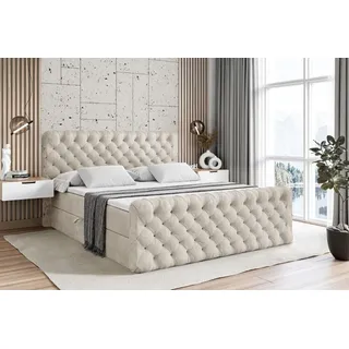 altdecor Boxspringbett 200 x 200 cm H3 Taupe
