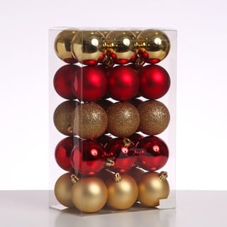 Christbaumkugel - Weihnachtskugel - bruchfest - D: 6cm - gl√§nzend matt glitzernd - gold rot - 30St.