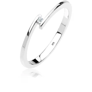Elli DIAMONDS Ring Damen Verlobungsring mit Diamant (0.015 ct.) in 925 Sterling Silber