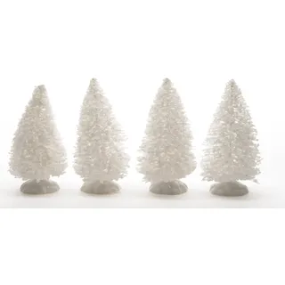Kaemingk Kiefer Bäumchen Dekobaum weiß beschneit 10 cm 4 TLG