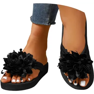 Badelatschen Damen Bequem Elegant Flipflops Flip Flops Robuste Und Leichte Rutschfest Mit Absatz Badeschuhe Zehentrenner Mit Fussbett Stylische Sommer Strand Silikon Walking-Sandalen