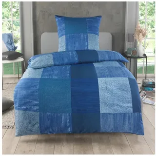 Kuscheli kariert Blau 135 x 200 cm + 80 x 80 cm