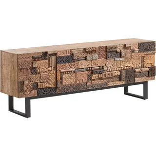 Woodkings Sideboard Greenland | 200 cm breit | Kommode Massivholz Mango und Altholz | Wohnzimmer Esszimmer Büro Flur | Unikat mit recyceltem Holz und viel Stauraum