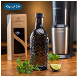 Mixcover Glasflasche kompatibel mit dem SodaStream Crystal 2.0 - einzigartiges Design und 10% mehr Volumen, Zubehör für Soda Stream, Glaskaraffe