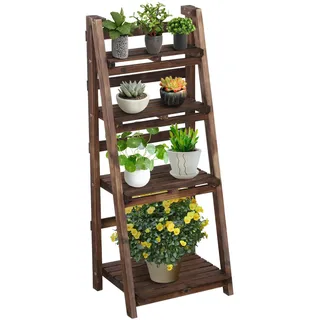 Yaheetech Leiterregal für Blumentöpfe 4 Ebenen 60 x 30 cm Braun