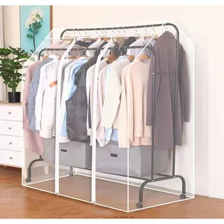 Kleiderständer Abdeckung, Doppel Kleiderständer Schutzhülle, Groß Transparent Abdeckung für Kleiderstange, Dusoof, Breite 75.0 cm, B 160x75x150cm