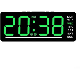 CWOQOCW Große digitale LED-Wanduhr mit Temperaturanzeige, elektronischem Alarm, Countdown-Funktion, USB-Schnittstelle und Abschaltspeicher für div
