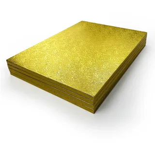 Miss Bakery's House® Cake Drum - 12mm - 30x40cm - Gold - 4 Stück - eckig - Kuchenplatte dick - stabil - beschichtet - sicheres Transportieren von Kuchen - Stapelschichten