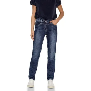 Cecil Damen Style Toronto Straight 1-Knopf 59 Jeans Slim Fit, Mid Blue Wash, 29W / 30L - 29W / 30L