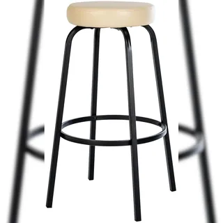 DELUKE® Barhocker KOELN - Creme, Kunstleder | Barhocker ohne Lehne Barstuhl Tresenhocker Tresenstuhl Kneipenhocker Kneipenstuhl