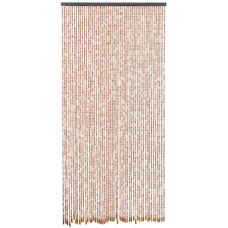 LOIRIIC 90x200cm Holz Perlenvorhang, 52 Stränge Retro Holzperlenvorhang,Handarbeit Natur Türvorhang Fadenvorhang als Insektenschutz Fliegenschutz für Schlafzimmer Wohnwagen Camping (Kaffee)