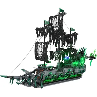 Brihappen Piratenschiff Bausteine Set mit Lichtern, Piratenschiff Klemmbausteine Spielzeug Modell für Büro Heim Dekor, Geburtstagsgeschenk für Erwachsene Jugendliche Jungen(1100 Stück)