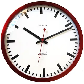 HERMLE Bahnhofsuhr 30 cm 30471-362100 rot