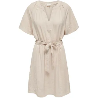 JDY Damen Kleid JDYDIVYA Life S/S V-Neck Dress WVN Dia (DE/NL/SE/PL, Alphanumerisch, XL, Regular, Regular, Sandshell)