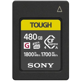 Sony CFexpress Type A 480GB Tough (CEA480T) – VPG400 High Speed G Serie, 1.800MB/s Lesen, 1.700MB/s Schreiben, IP57, hitzeresistent – perfekt für 4K/8K-Video & High-Speed-Fotografie