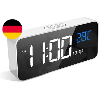 LATEC Digitaler Wecker Mit Große LED Temperaturanzeige, Tischuhr Mit 10 Musik, U