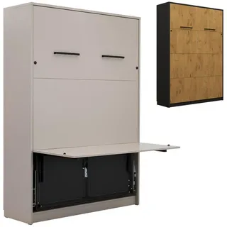 QMM TraumMöbel Schrankbett, Braun, Schwarz, Holzwerkstoff, 140x200 cm, Schlafzimmer, Betten, Klappbetten