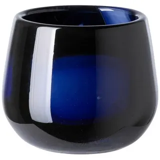 Fink Dekovase MARLY Glasvase - blau-schwarz - Glas - H. 9,5cm x B. 11cm - Windlicht (1x Glasvase, 1 St., Blumenbehälter - Blumengefäß), Glas Blumenvase Laterne Tischvase Kerzenhalter - Vielseitig & Elegant blau