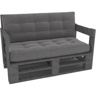 Lermowood Palettenmöbel Mpe Sofa 120 x 80 cm Grau | Europaletten Indoor und Outdoor Lounge Gartenmöbel Holz Gartenmöbel Set Lounge Möbel Terrasse Balkon Loft Stil Paletten