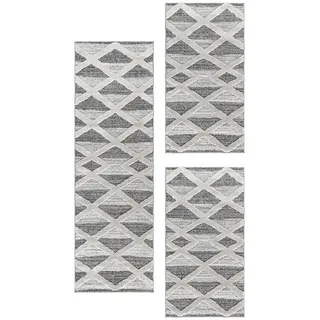 Carpettex Hochflor-Bettumrandung Geometrisch Design, Höhe 20 mm, (Bett-Set, 3-tlg., Bettvorlage), Schlafzimmer Teppich Bettumrandung Läufer Set 3 teilig grau 2 St. x 60 cm x 110 cm | 1 St. x 80 cm x 250 cm