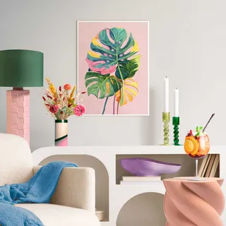 Reinders! Reinders Wandbild 30 x 40 cm Colourful Leafs Holz Rosa