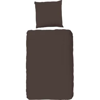 Bettwäsche HIP "Hip Uni", braun (dunkelbraun, braun), B/L: 135cm x 200cm, 1 Stk., 1 Stk., Satin, B/L: 80cm x 80cm, 2 Stk., Satin, Obermaterial: 100% Baumwolle, Bettwäsche, Bettwäsche, 100% Baumwolle, Mako-Satin, 135x200, Unifarben Weiß, Reißverschluss
