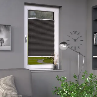 Deco-Raum Plissee auf Maß Dunkelgrau Fenster Plisseerollo Faltstore Jalousie Sonnenschutz Sichtschutz lichtdurchlässig Rollo für Fenster & Tür B:81-90 cm, H: 101-150 cm