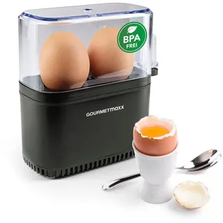 GOURMETmaxx Eierkocher 2 Eier + Messbecher Schwarz