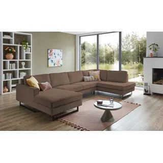 Home Affaire Wohnlandschaft HOME AFFAIRE "Pinto, 350 cm, U-Form, XXL, mit Ottomanen", braun, B:350cm H:85cm T:206cm, 92% Polyester, 8% Nylon, Sofas, Wohnlandschaft, Cord, Chenille, Lederoptik, mit Keder, Metallfüße, Wellenunterfederung