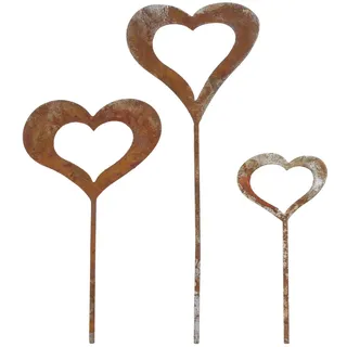 Gartendekoration Für Draußen, Gartenstecker - 3 Herzen